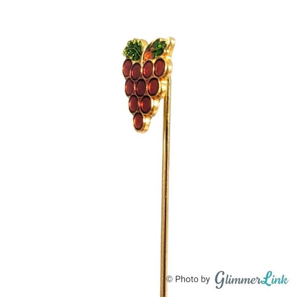 Vintage Grapes Enamel Gold Tone Stick Pin - Picture 3 of 12